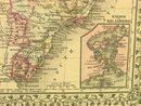 1880 Mitchell's Atlas Map CHILI BRAZIL BOLIVA EUROPE