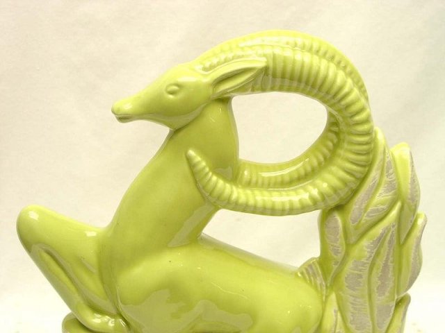 Vintage Chartreuse Ram or Gazelle TV Lamp