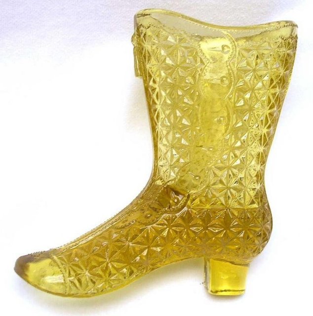 Mosser Glass Co. Amber Fine Cut Glass Boot