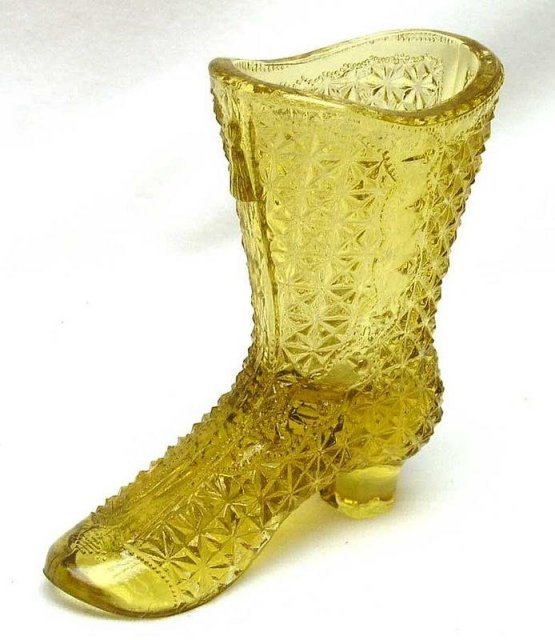 Mosser Glass Co. Amber Fine Cut Glass Boot