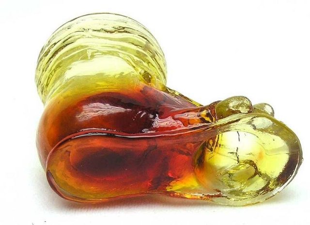 Boyd Crystal Art Glass Amberina Tramp Shoe