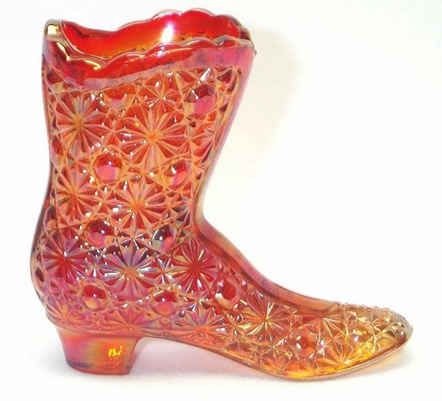 Fenton Carnival Daisy and Button Glass Boot