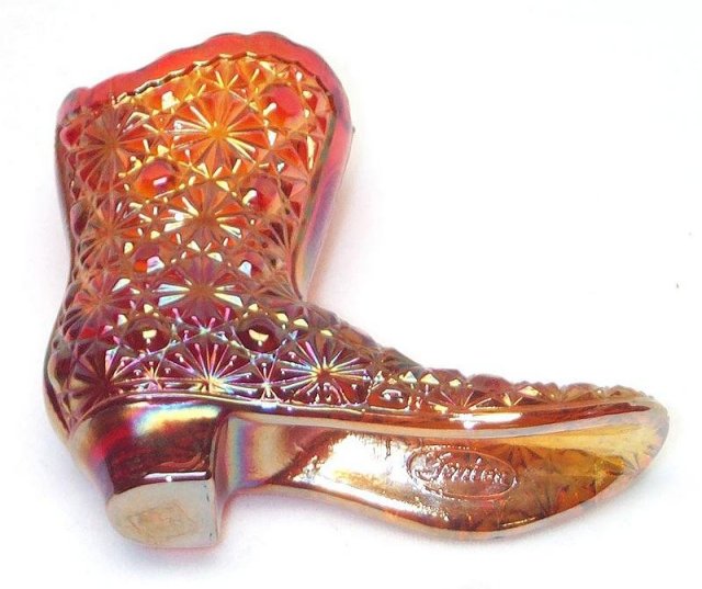 Fenton Carnival Daisy and Button Glass Boot