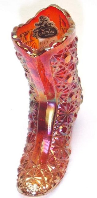 Fenton Carnival Daisy and Button Glass Boot