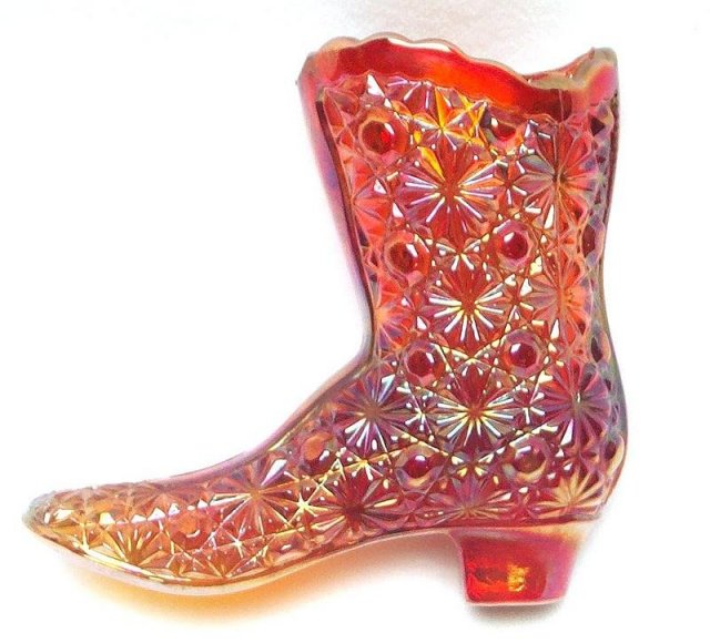 Fenton Carnival Daisy and Button Glass Boot