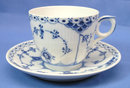 Royal Copenhagen BLUE FLUTED HALF LACE Cup & Saucer 756