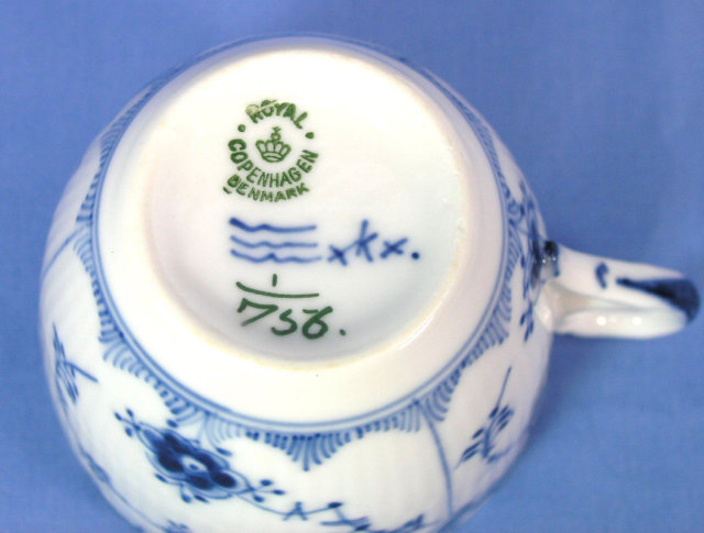 Royal Copenhagen BLUE FLUTED HALF LACE Cup & Saucer 756