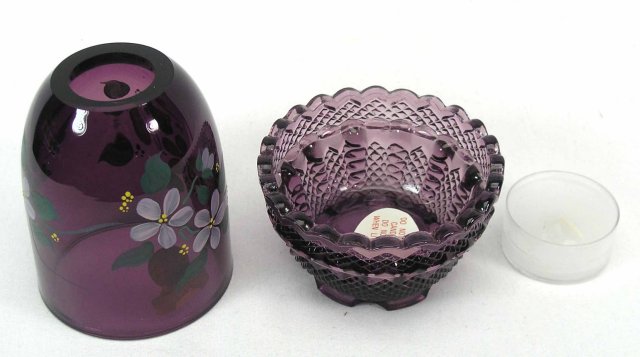 Artist Signed FENTON HP Fairy Light Amethyst Violets