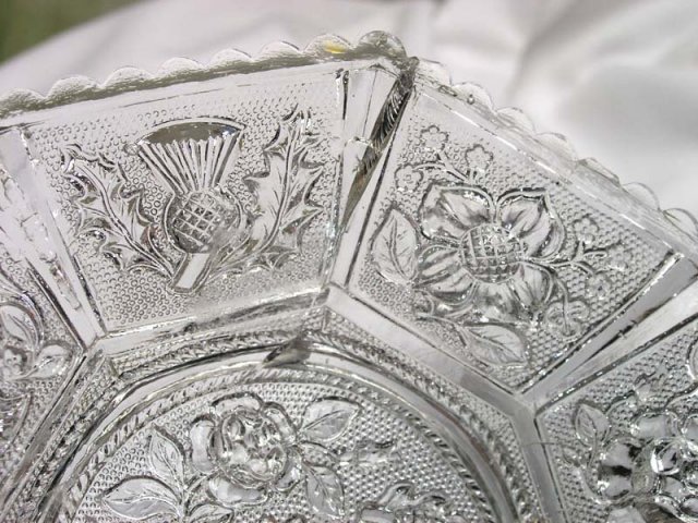 RARE Boston & Sandwich Lacy PANELED ROSE THISTLE Dish