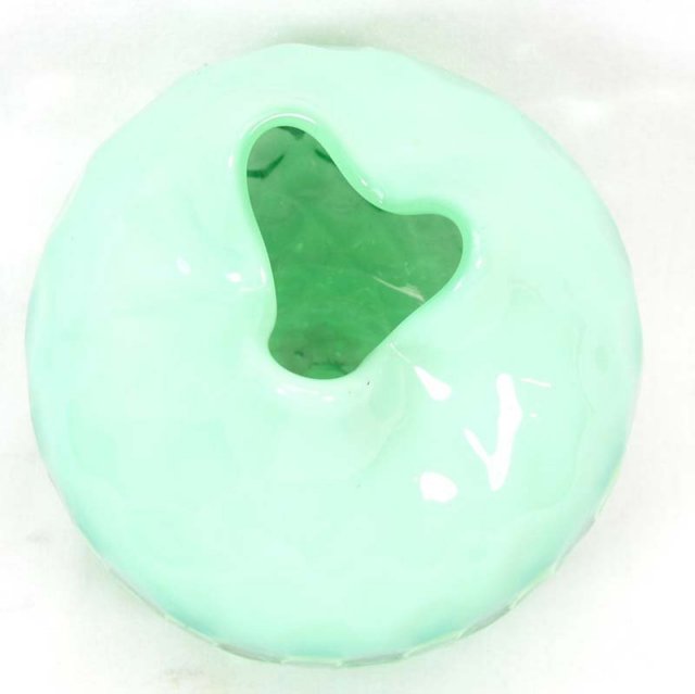 Old Blown Art Glass Diamond Quilt Opalescent Rose Bowl