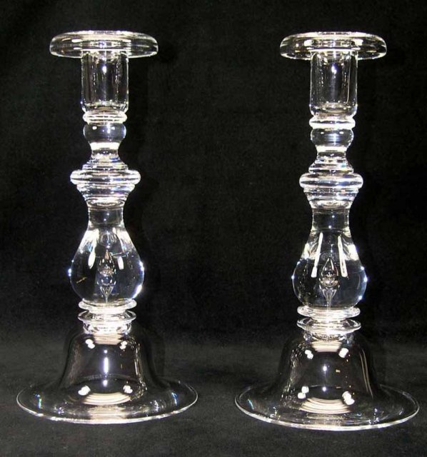 1937 Pair Signed STEUBEN TEARDROP Candlesticks