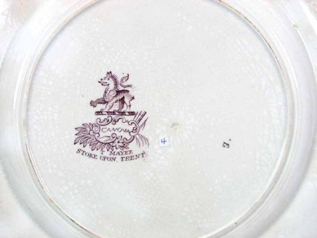 Purple Transferware T MAYER Staffordshire CANOVA Plate