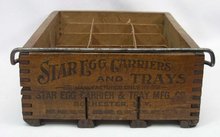 Early STAR EGG Carrier Wood Dovetail Box Pascoag RI