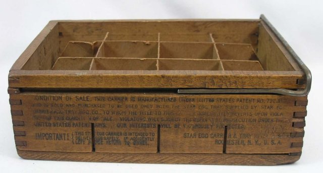 Early STAR EGG Carrier Wood Dovetail Box Pascoag RI
