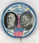 ROOSEVELT & CURLEY Political Pinback ECONOMIC SECURITY