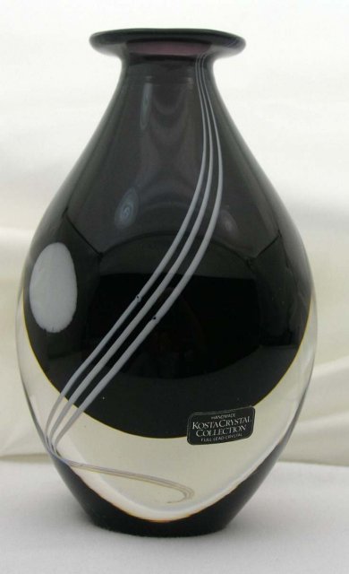 Rare KOSTA BODA Art Glass Vase Artist Signed TINBACK