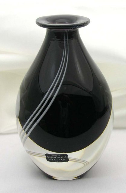 Rare KOSTA BODA Art Glass Vase Artist Signed TINBACK