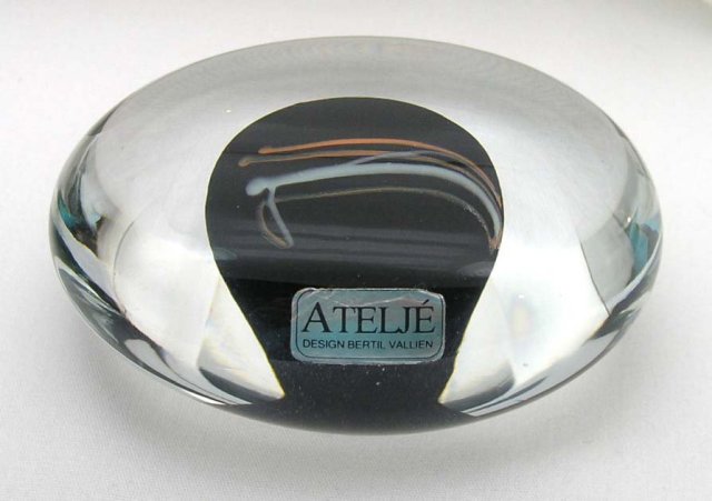 KOSTA BODA Art Glass Paperweight Artist Signed VALLIEN