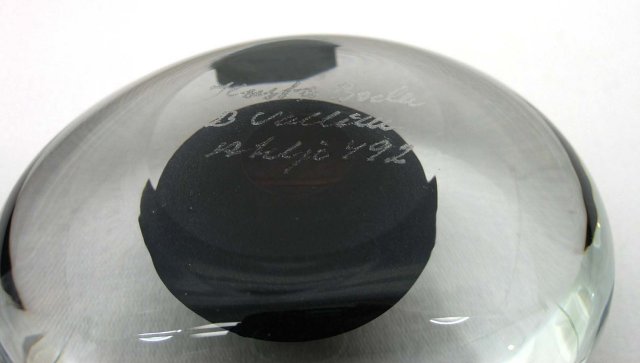 KOSTA BODA Art Glass Paperweight Artist Signed VALLIEN