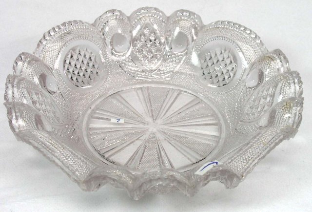 Boston Sandwich EAPG CROSSED PEACOCK EYE FEATHER Dish