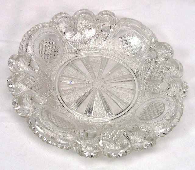 Boston Sandwich EAPG CROSSED PEACOCK EYE FEATHER Dish