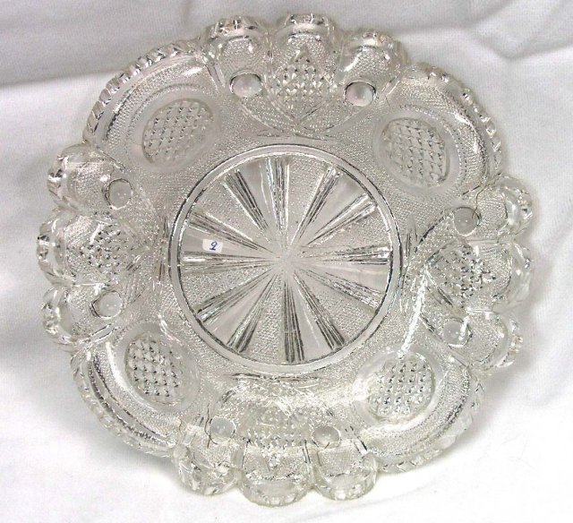 Boston Sandwich EAPG CROSSED PEACOCK EYE FEATHER Dish