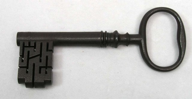 RARE Antique Warded Safe Lock Key Maze Design UNIQUE