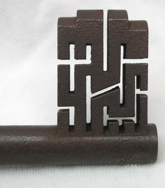 RARE Antique Warded Safe Lock Key Maze Design UNIQUE