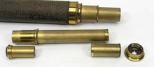 Antique Brass Spy Glass Telescope Made France w/ Case