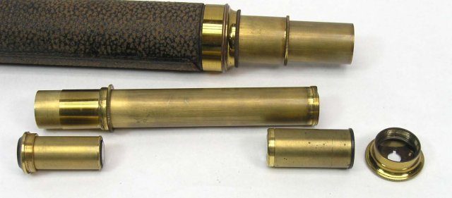 Antique Brass Spy Glass Telescope Made France w/ Case
