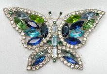 Signed KENNETH LANE Rhinestone BUTTERFLY Brooch Pin