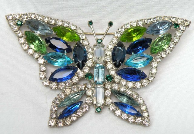Signed KENNETH LANE Rhinestone BUTTERFLY Brooch Pin