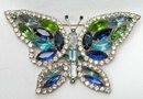 Signed KENNETH LANE Rhinestone BUTTERFLY Brooch Pin