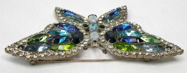 Signed KENNETH LANE Rhinestone BUTTERFLY Brooch Pin