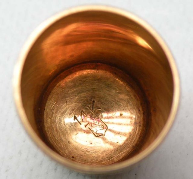 1880's Simons 14K GOLD Thimble Landscape Scene Village