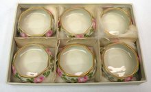 6 BELLEEK WILLETS Salts Salt Cellar Hand Painted O BOX