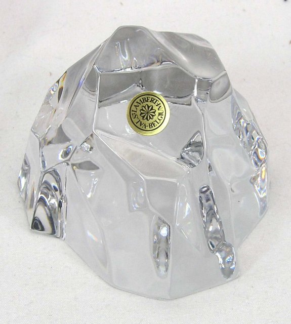 Signed VAL ST LAMBERT Stone Rock Paperweight w/ O BOX