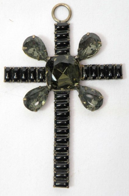 Antique Victorian Black SMOKY TOPAZ Cross