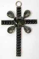 Antique Victorian Black SMOKY TOPAZ Cross