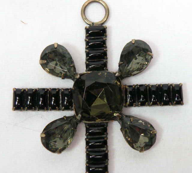 Antique Victorian Black SMOKY TOPAZ Cross
