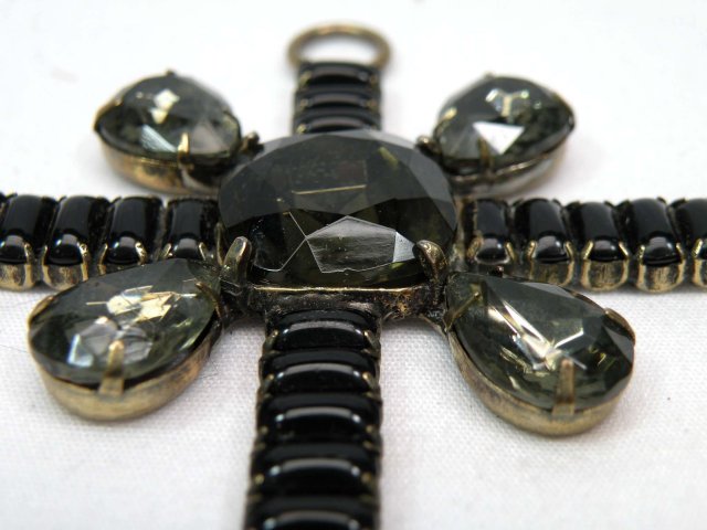Antique Victorian Black SMOKY TOPAZ Cross