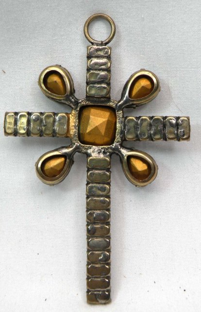 Antique Victorian Black SMOKY TOPAZ Cross