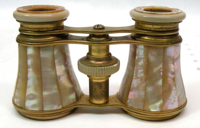 Old L H FORCE Mother of Pearl Opera Glasses w/ Case