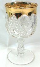 EAPG HEART WITH THUMBPRINT Goblet w/ Gold Trim