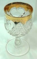 EAPG HEART WITH THUMBPRINT Goblet w/ Gold Trim