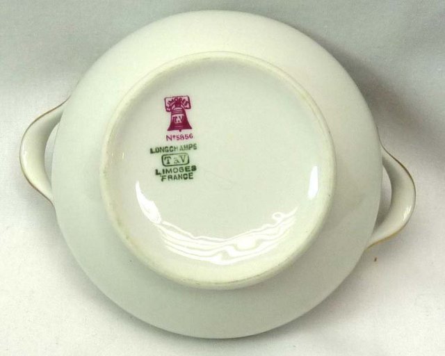 T & V LIMOGES Pattern 5856 2 Handled Covered Sugar Bowl