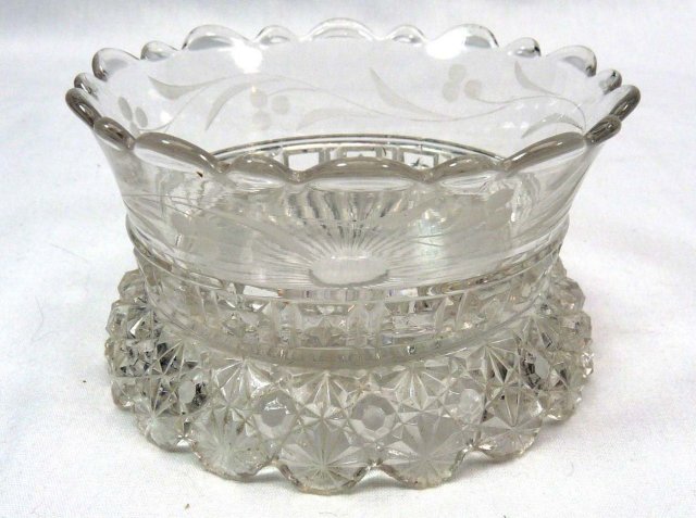 EAPG Berry Bowl STARRED BLOCK w/ Etching c. 1896
