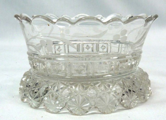 EAPG Berry Bowl STARRED BLOCK w/ Etching c. 1896