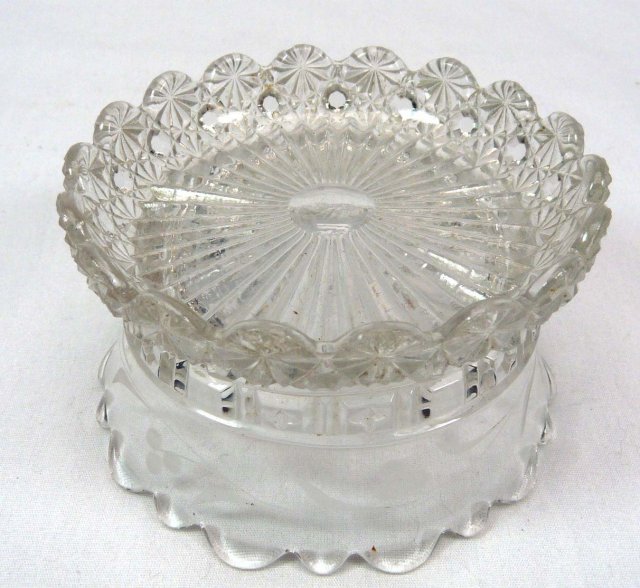 EAPG Berry Bowl STARRED BLOCK w/ Etching c. 1896