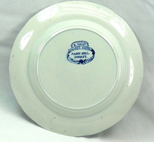 Dark Blue R. HALL'S Select Views PAINS HILL Plate Transferware